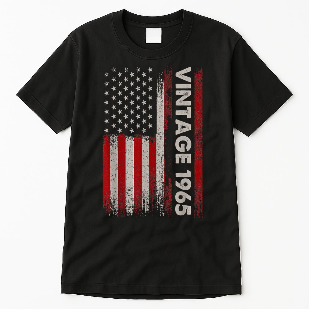 Vintage 1965 60th Birthday 60 Years Old American Flag Tall T-Shirt
