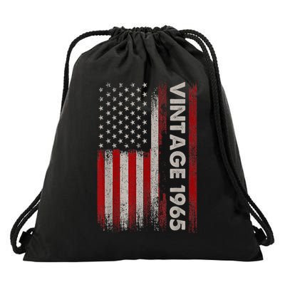 Vintage 1965 60th Birthday 60 Years Old American Flag Drawstring Bag