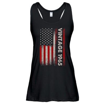Vintage 1965 60th Birthday 60 Years Old American Flag Ladies Essential Flowy Tank