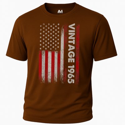 Vintage 1965 60th Birthday 60 Years Old American Flag Cooling Performance Crew T-Shirt