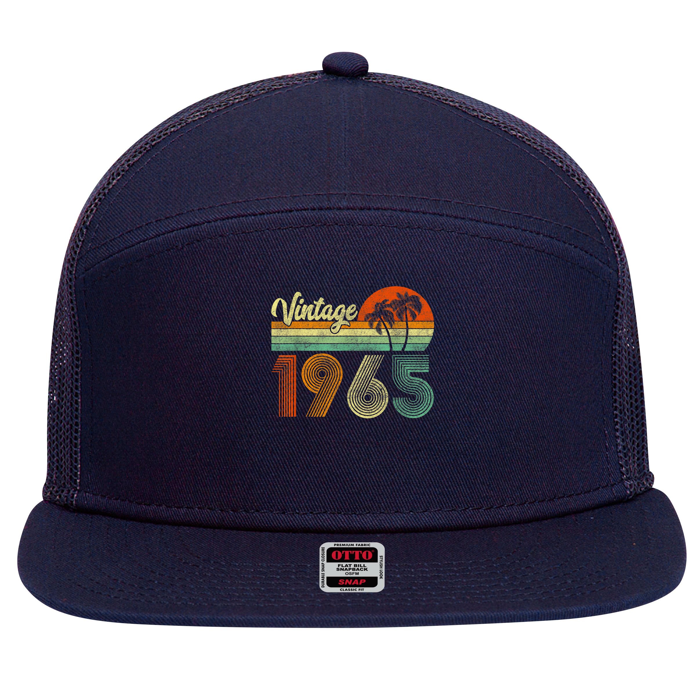 Vintage 1965 60th Birthday 60 Years Old Retro 7 Panel Mesh Trucker Snapback Hat