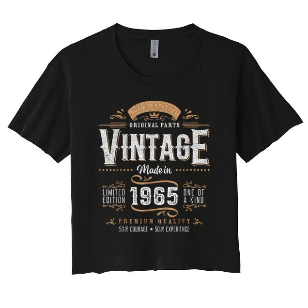 Vintage 1965 60th Birthday Retro 60 Year Old Boy Women's Crop Top Tee