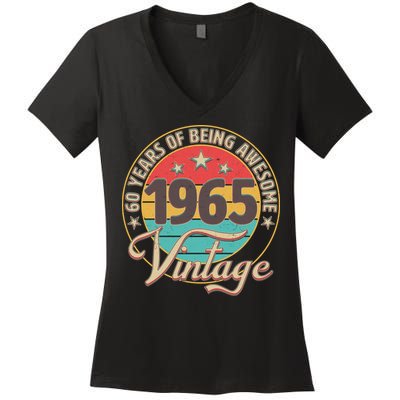 Vintage 1965 60 Years Of Being Awesome Women's V-Neck T-Shirt