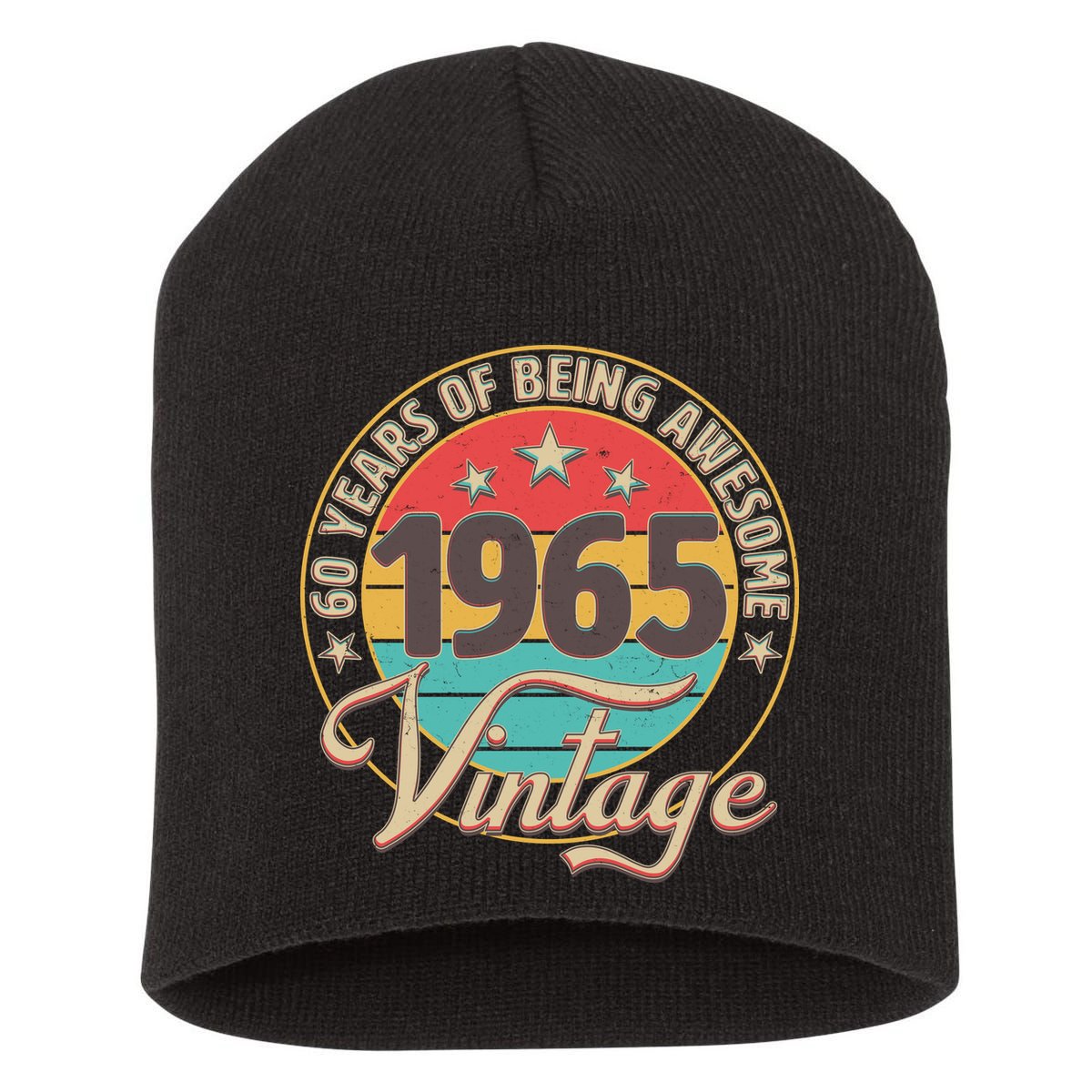 Vintage 1965 60 Years Of Being Awesome Short Acrylic Beanie