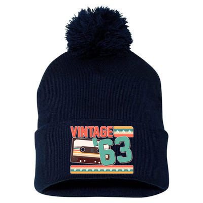 Vintage 1963 60th Birthday Cassette Tape Pom Pom 12in Knit Beanie