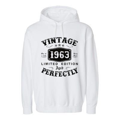 Vintage 1963 60 Years Old 60th Birthday Gifts Garment-Dyed Fleece Hoodie