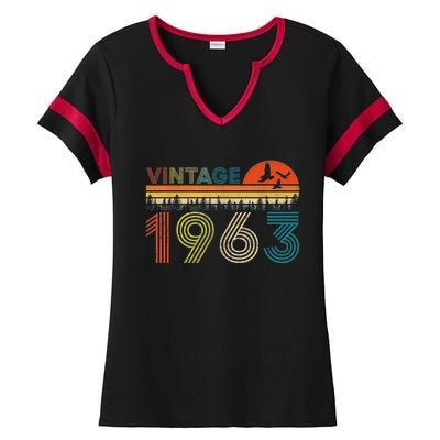 Vintage 1963 60 Years Old 60th Birthday Gifts For M.e.n WoM.e.n Ladies Halftime Notch Neck Tee