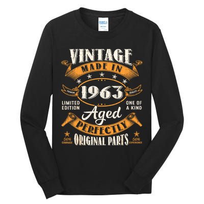 Vintage 1963 60th Birthday Decorations Men Funny 1963 Tall Long Sleeve T-Shirt