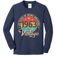 Vintage 1963 60 Years Of Being Awesome Kids Long Sleeve Shirt