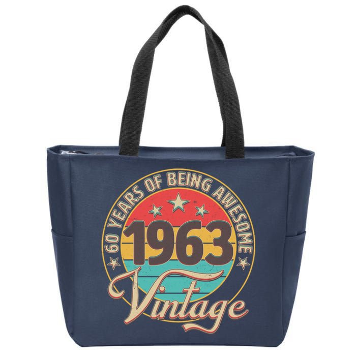 Vintage 1963 60 Years Of Being Awesome Zip Tote Bag