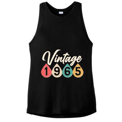Vintage 1965 60th Birthday Retro Teardrop Design Ladies PosiCharge Tri-Blend Wicking Tank