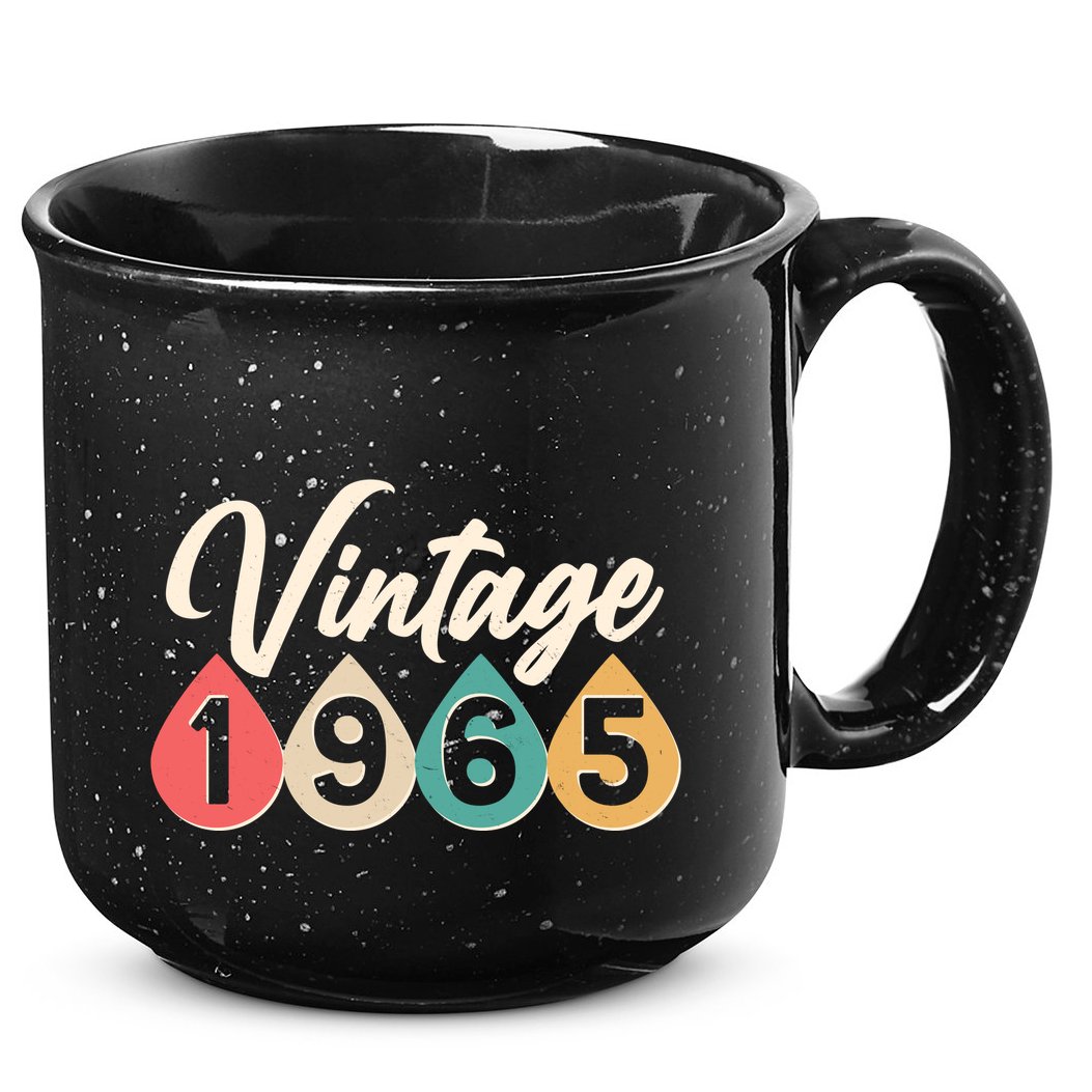Vintage 1965 60th Birthday Retro Teardrop Design 15oz Campfire Ceramic Mug