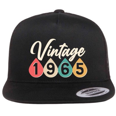 Vintage 1965 60th Birthday Retro Teardrop Design Flatbill Hat