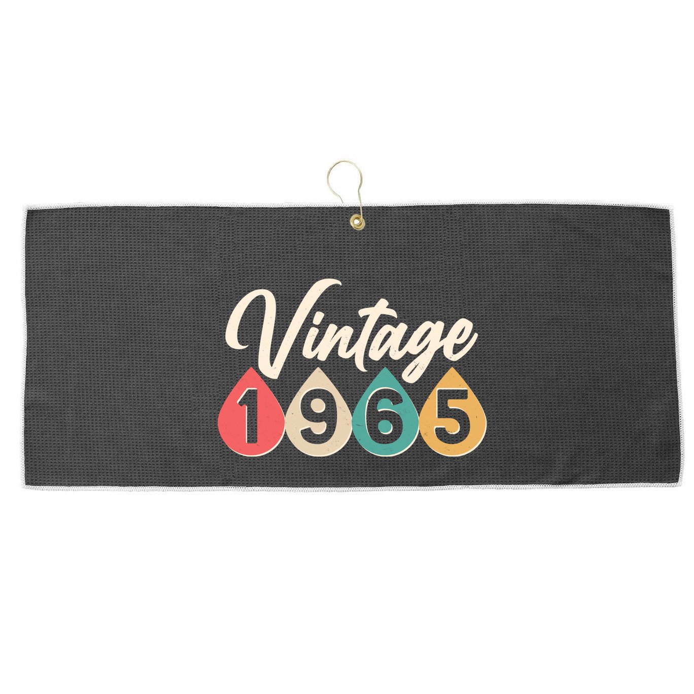 Vintage 1965 60th Birthday Retro Teardrop Design Large Microfiber Waffle Golf Towel