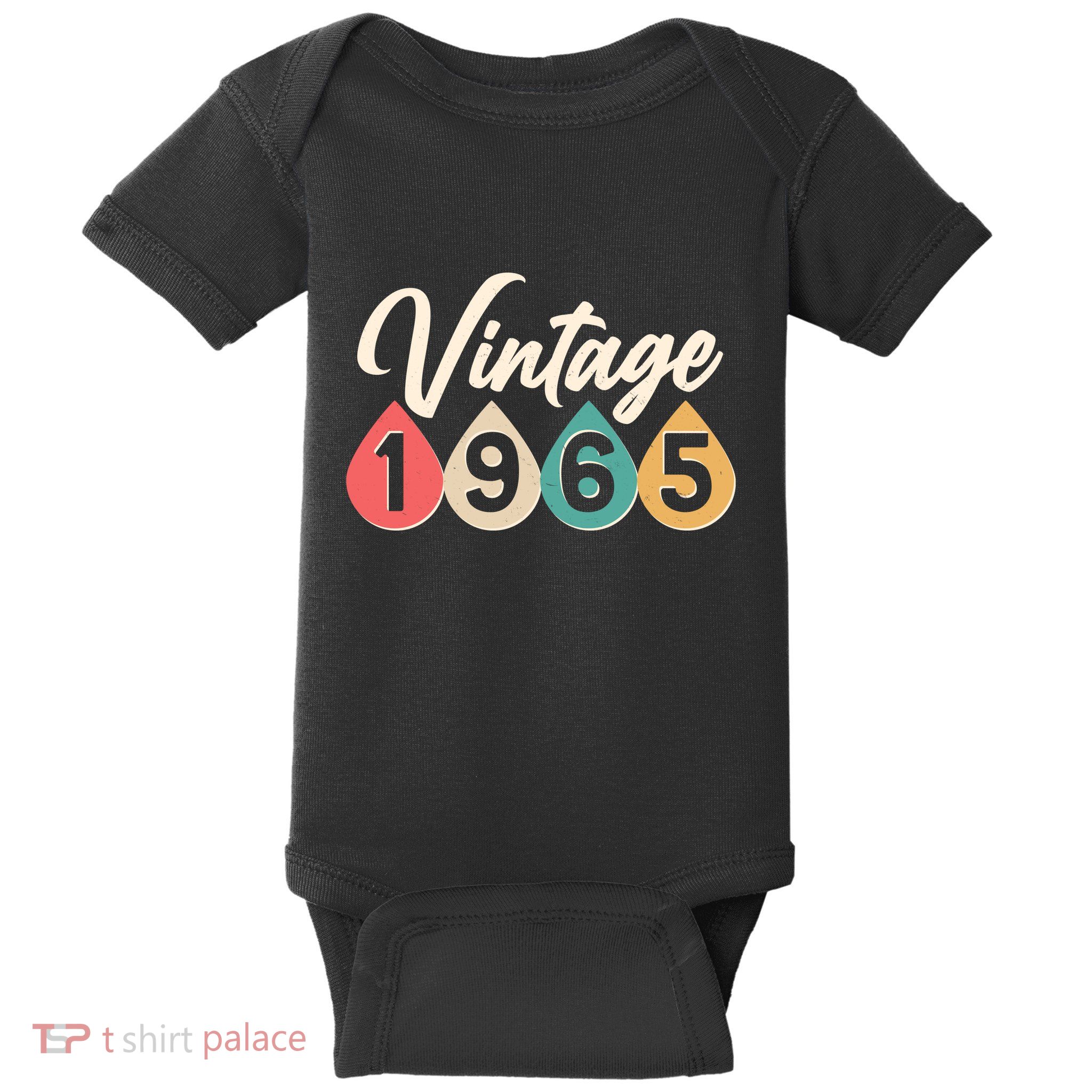 Vintage 1965 60th Birthday Retro Teardrop Design Baby Bodysuit