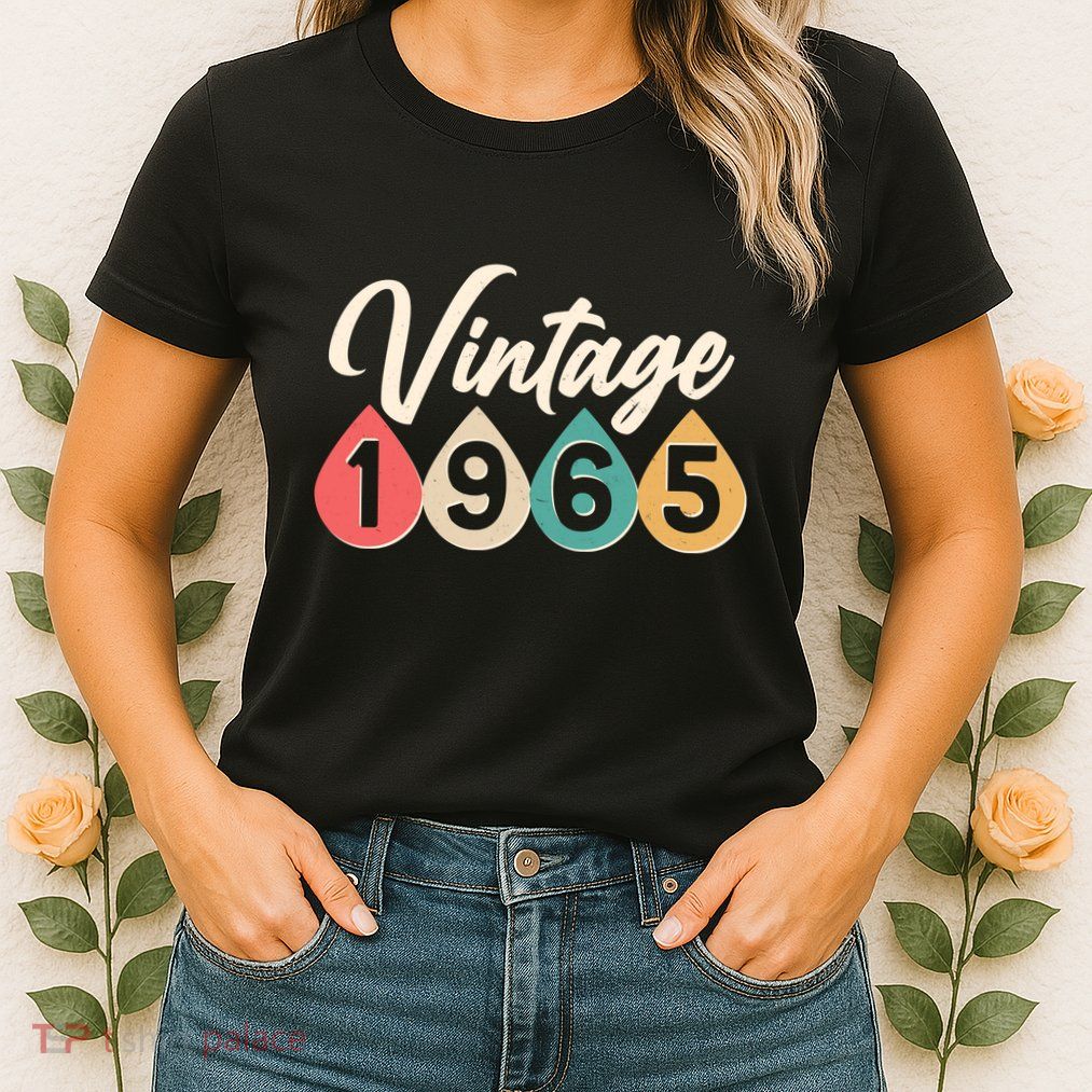 Vintage 1965 60th Birthday Retro Teardrop Design Womens T-Shirt