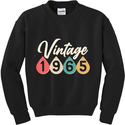 Vintage 1965 60th Birthday Retro Teardrop Design Kids Sweatshirt