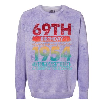 Vintage 1954 69 Year Old Gifts Limited Edition 69th Birthday Colorblast Crewneck Sweatshirt