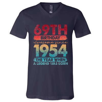 Vintage 1954 69 Year Old Gifts Limited Edition 69th Birthday V-Neck T-Shirt