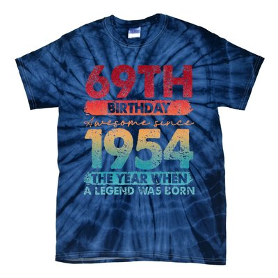 Vintage 1954 69 Year Old Gifts Limited Edition 69th Birthday Tie-Dye T-Shirt