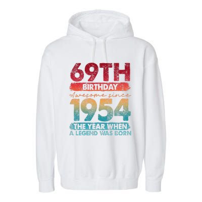 Vintage 1954 69 Year Old Gifts Limited Edition 69th Birthday Garment-Dyed Fleece Hoodie