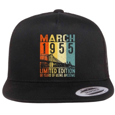 Vintage 1955 68 Yrs Old Made In March 1955 68th Birthday Flat Bill Trucker Hat