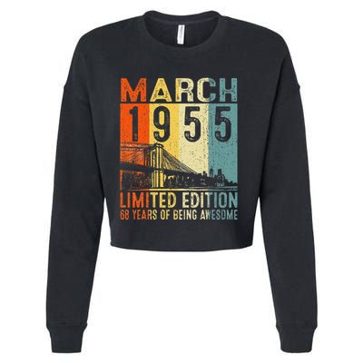 Vintage 1955 68 Yrs Old Made In March 1955 68th Birthday Cropped Pullover Crew