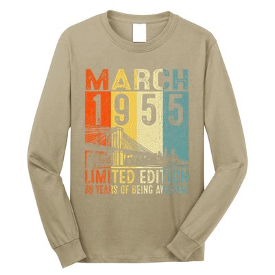 Vintage 1955 68 Yrs Old Made In March 1955 68th Birthday Long Sleeve Shirt
