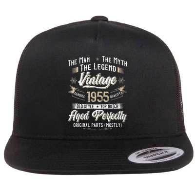 Vintage 1955 68th Birthday Gift 68 Years Old Flat Bill Trucker Hat