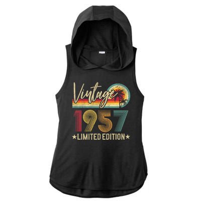 Vintage 1957 67th Birthday 67 Years Old Limited Edition Ladies PosiCharge Tri-Blend Wicking Draft Hoodie Tank