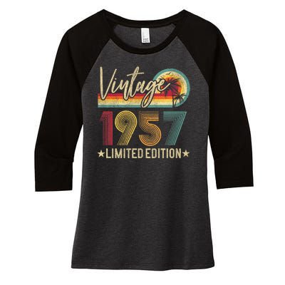 Vintage 1957 67th Birthday 67 Years Old Limited Edition Women's Tri-Blend 3/4-Sleeve Raglan Shirt