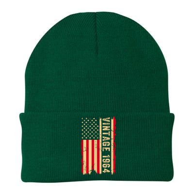 Vintage 1964 60th Birthday Gifts 60 Years Old American Flag Knit Cap Winter Beanie