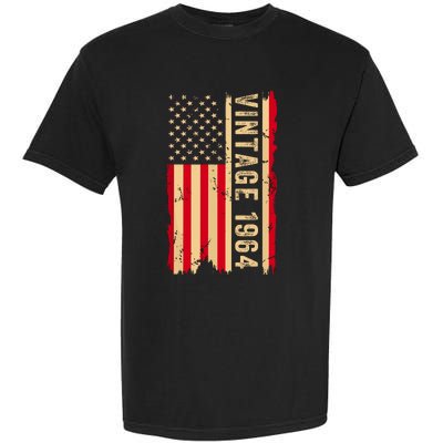 Vintage 1964 60th Birthday Gifts 60 Years Old American Flag Garment-Dyed Heavyweight T-Shirt