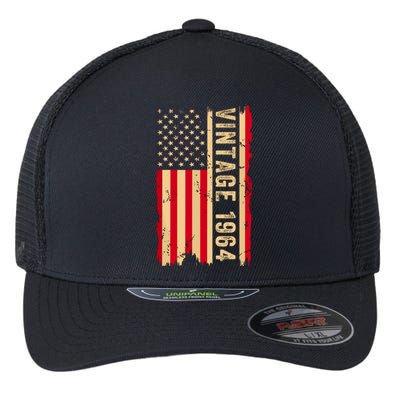 Vintage 1964 60th Birthday Gifts 60 Years Old American Flag Flexfit Unipanel Trucker Cap