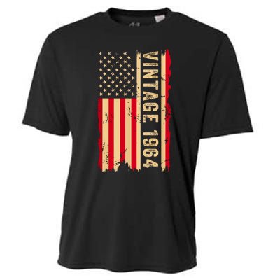 Vintage 1964 60th Birthday Gifts 60 Years Old American Flag Cooling Performance Crew T-Shirt