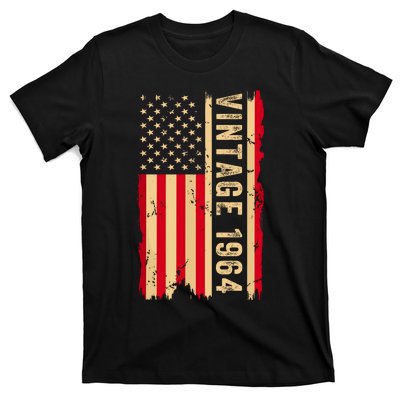 Vintage 1964 60th Birthday Gifts 60 Years Old American Flag T-Shirt