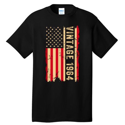 Vintage 1964 60th Birthday Gifts 60 Years Old American Flag Tall T-Shirt