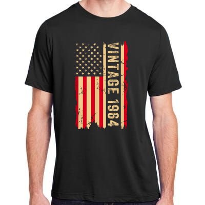 Vintage 1964 60th Birthday Gifts 60 Years Old American Flag Adult ChromaSoft Performance T-Shirt