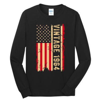 Vintage 1964 60th Birthday Gifts 60 Years Old American Flag Tall Long Sleeve T-Shirt