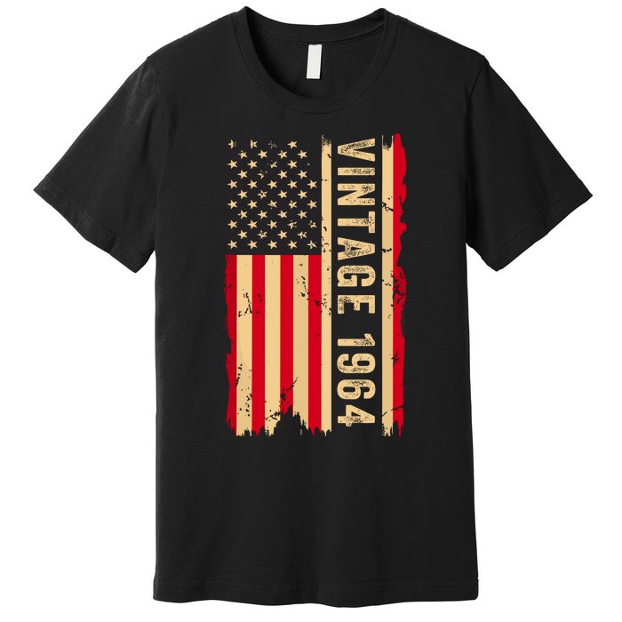 Vintage 1964 60th Birthday Gifts 60 Years Old American Flag Premium T-Shirt