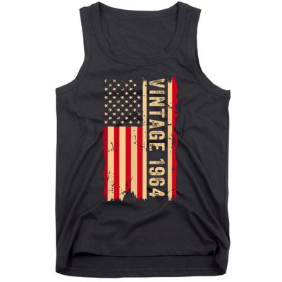 Vintage 1964 60th Birthday Gifts 60 Years Old American Flag Tank Top