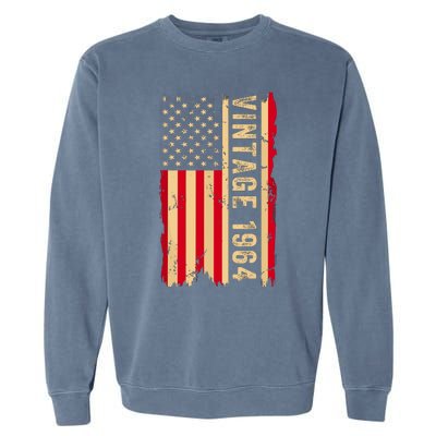 Vintage 1964 60th Birthday Gifts 60 Years Old American Flag Garment-Dyed Sweatshirt