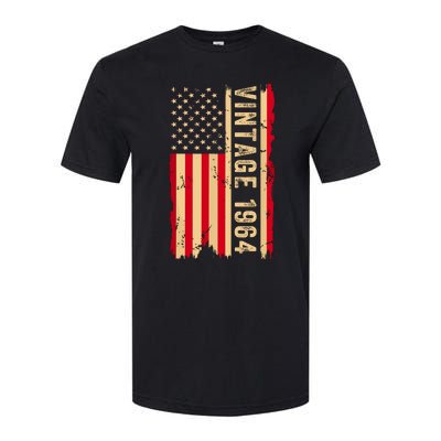 Vintage 1964 60th Birthday Gifts 60 Years Old American Flag Softstyle CVC T-Shirt