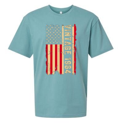 Vintage 1964 60th Birthday Gifts 60 Years Old American Flag Sueded Cloud Jersey T-Shirt