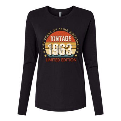 Vintage 1963 60th Birthday 60 Year Old Gifts Womens Cotton Relaxed Long Sleeve T-Shirt