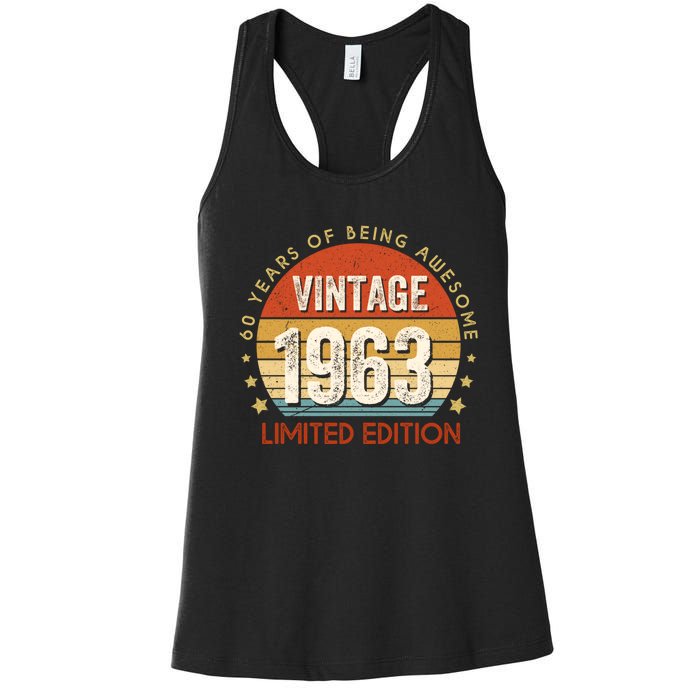 Vintage 1963 60th Birthday 60 Year Old Gifts Women's Racerback Tank