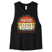 Vintage 1963 60th Birthday 60 Year Old Gifts Women's Racerback Cropped Tank