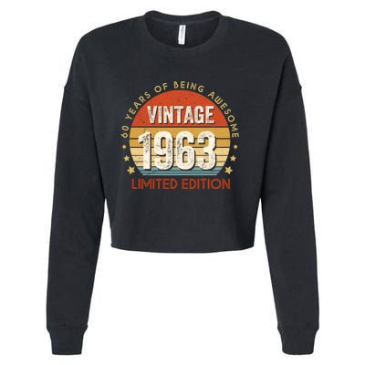 Vintage 1963 60th Birthday 60 Year Old Gifts Cropped Pullover Crew