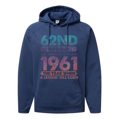 Vintage 1961 62 Year Old Gifts Limited Edition 62nd Birthday Cute Performance Fleece Hoodie