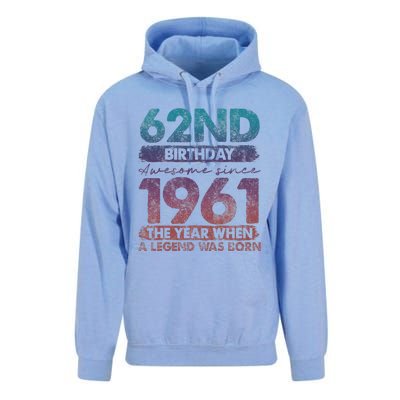 Vintage 1961 62 Year Old Gifts Limited Edition 62nd Birthday Cute Unisex Surf Hoodie